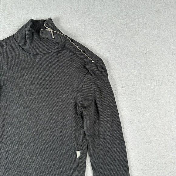 Morgan De Toi Ribbed High Neck Sweater Women’s Small‎ Black Long Sleeve Zippered - Picture 2 of 16